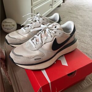 Nike Cream and Black Running Shoes